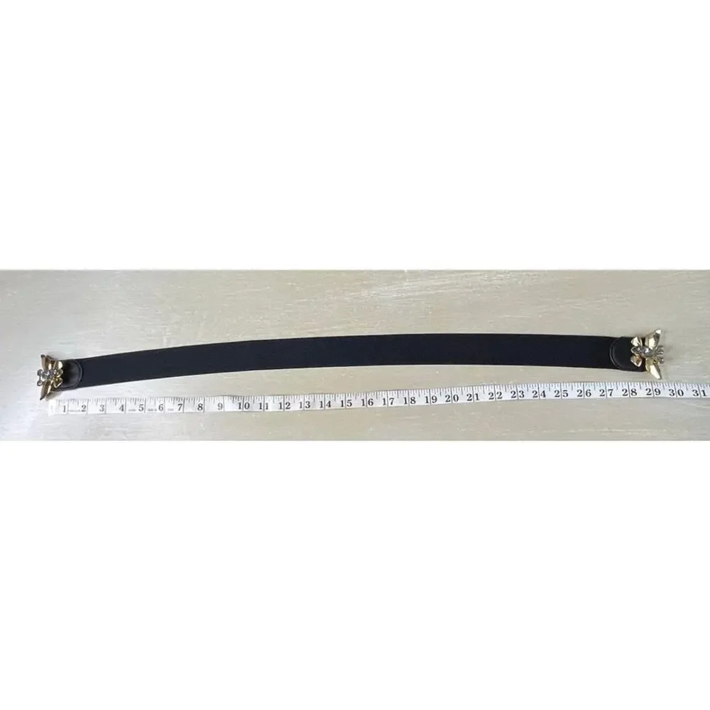 BCBG Maxazria Glam/Mobwife Style Goldtone Butterfly Studded Elastic Clasp Belt